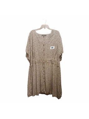 Capsule Women’s Tan Black Print Dress 3X Short Sleeve JC648